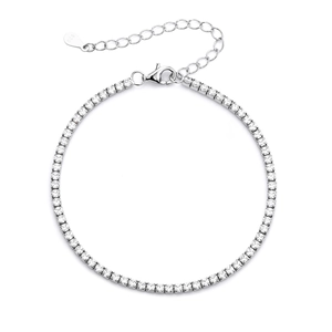 Elegant S925 sterling silver tennis bracelet with brilliant four-claw cubic zirconia stones