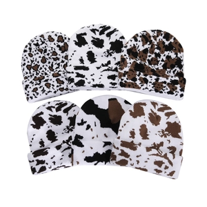 Knitted Beanie Hat Acrylic Animal Print Cow Leopard Zebra Checkerboard Winter Warm Fashion For Women