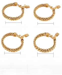 Detailed size chart for stainless steel braided punk bracelets with weight and length specs