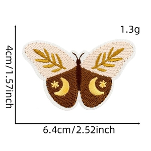Bohemian butterfly embroidered iron-on patch with moon and stars for DIY jacket decor