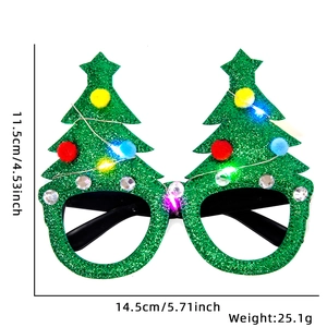 LED light-up Christmas tree glasses with dimensions 14.5x11.5cm for party decorations