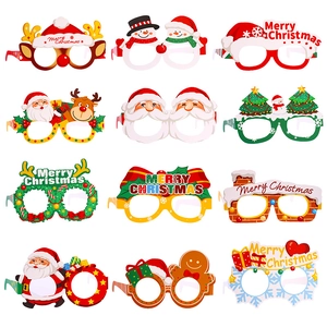Lunettes De Noël En Papier Décoratives Dessin Animé Père Noël Bonhomme De Neige Renne Arbre Accessoires De Fête