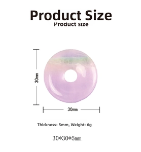Detail view of purple stone donut pendant measuring 30mm diameter and 5mm thickness