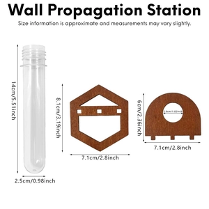 Detailed dimensions for the wall-mounted plant propagation station with wood and glass