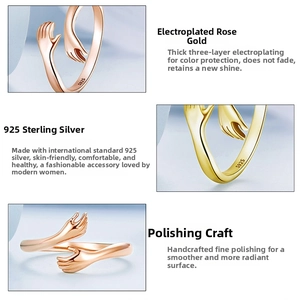 Detailed close-up showing S925 hallmark on the polished rose gold hugging ring band