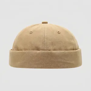 Détail du bonnet docker kaki en coton pour enfants avec œillets de ventilation