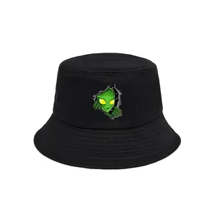 Chapeau bob noir avec broderie extraterrestre pour homme et femme avec guide des tailles
