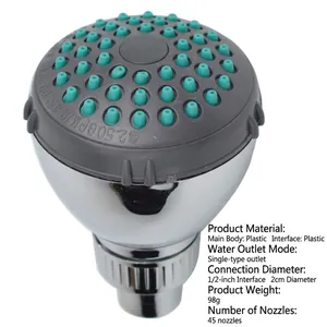 Fixed Shower Head High Pressure Water Saving Top Spray ABS Chrome Plated With Swivel Joint Green Silicone Nozzles For Bathroom