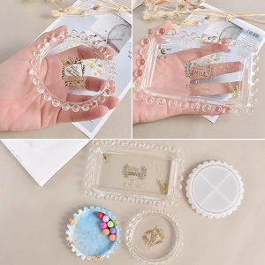 DIY silicone molds for bubble heart candle cups and beaded storage trays for resin craft
