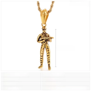 Detailed specs of soldier pendant with 45x20mm dimensions and 12g weight