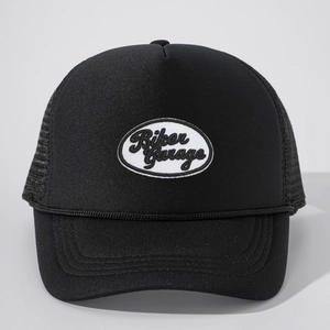 Biker Garage Letter Patch Trucker Hat Mesh Breathable Adjustable Retro Baseball Cap For Outdoor Sun Protection