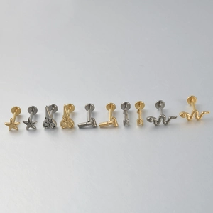 Ensemble de piercings labret en titane formes étoile de mer serpent flèche or argent