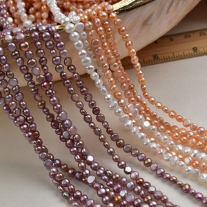 Natural 4-5mm baroque freshwater pearl strands in white, purple and orange for DIY jewelry