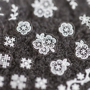 3D white embossed flower and leaf nail stickers for DIY manicure decoration
