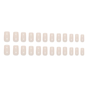 Glossy light pink long square press-on nails set with 24 pieces in minimalist style