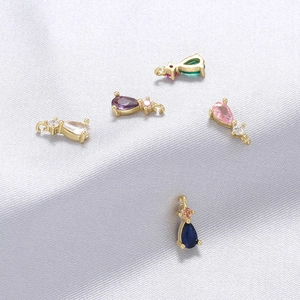 Water Drop Pendant Charm Copper 18K Gold Plated Micro Pave Colorful Zircon For DIY Jewelry Making Accessories Luxury