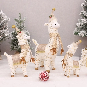 Weihnachten Flanell Bedruckt Alpaka Puppe Ornament Süße Cartoon Plüsch Lama Figur Für Festliche Feiertage Schreibtisch Dekoration