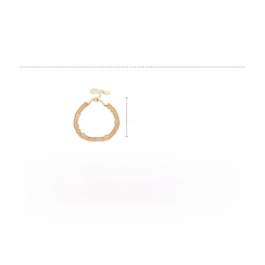 Detailed size specifications for a gold twisted chain bracelet with embedded stones