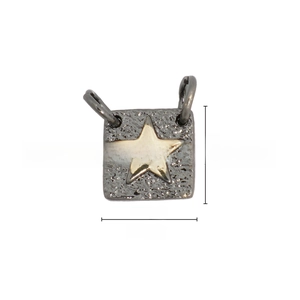 Detailed view of 18k gold plated square star pendant with 9.2mm dimensions