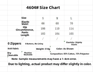 Size chart for women's stripe knit sweatshirt and pants set with detailed measurements