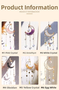Detailed collection of moon suncatchers with various crystals and prism ball ornaments