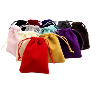 Thick velvet drawstring pouches in various colors for jewelry and gift packaging