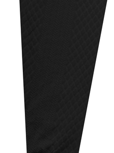 Macro shot of high-density black fabric with detailed herringbone texture and fine weaving