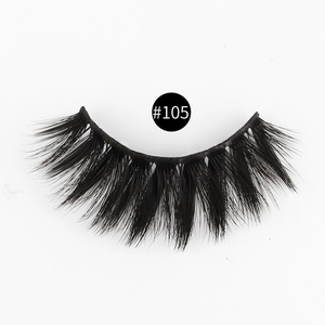Detailed macro view of 3D faux mink eyelashes style #105 showing dense fiber texture