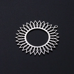 Polished stainless steel sunburst sun flower pendant charm accessory for jewelry making