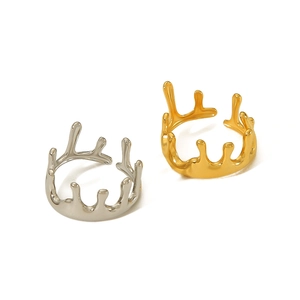 Adjustable lava crown stainless steel rings in gold and silver finish on white background