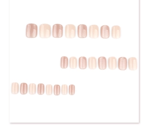Lot de 24 faux ongles nude rose de forme carrée courte avec un fini brillant œil de chat