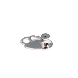 Close-up of polished silver ear lobe lifter with secure locking mechanism for earrings