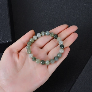 Natural green rutilated quartz beaded bracelet for women with crystal healing stones