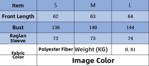Size chart for wool blend zipper jacket showing length, bust, and sleeve measurements