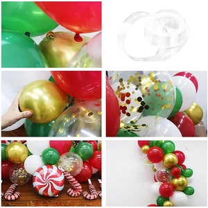 Christmas balloon arch kit with red green gold latex balloons and candy cane foil balloons