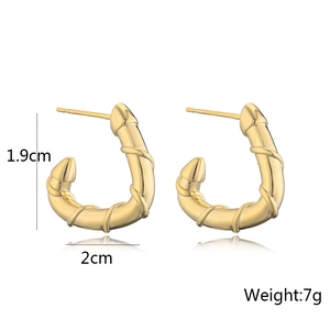14K gold plated C-shaped geometric hoop earrings with 925 silver needles