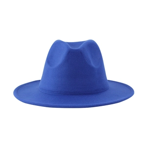 Classic royal blue wool felt fedora hat with a teardrop crown in a vintage western style