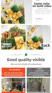 Doppelseitige goldene Weihnachtsaufkleber mit Merry Christmas Text und Geschenkboxmotiven