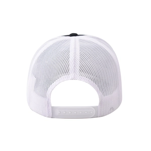 Detail view of the breathable mesh back and adjustable snapback closure on baseball cap