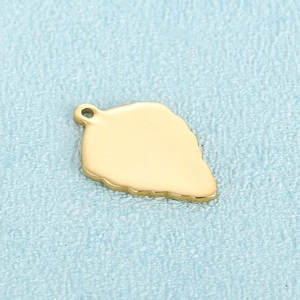 Polished gold stainless steel leaf pendant for necklaces with smooth mirror finish