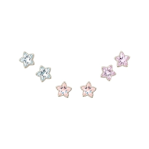 Elegant 925 silver star stud earrings featuring colorful zircon stones for women