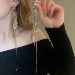 Boucles D Oreilles Longues À Pompons Avec Tige En Argent Sterling 925 Épi De Blé Métal Bicolore Bijoux De Mode Pour Femmes