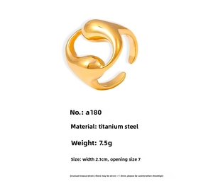 Detail showing 18k gold plated titanium ring dimensions, weight 7.5g and 2.1cm width