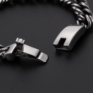 Men's heavy industrial style titanium steel chain bracelet with a secure push buckle