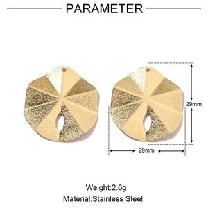 Polished stainless steel round geometric sunburst charms, 29mm golden textured pendants