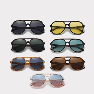 Classic polarized aviator sunglasses with double-bridge frames in various colors
