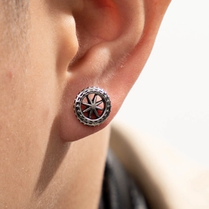 Vintage stainless steel cross star ear cartilage stud for men and women on ear lobe