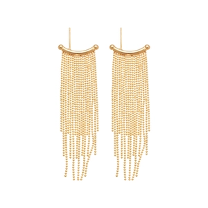 French vintage gold plated teardrop tassel earrings with beaded fringe design