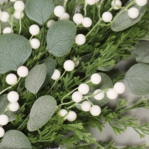 Christmas eucalyptus swag with white berries and cedar greenery for home door decor