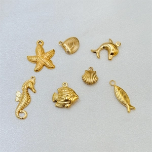 Ocean Theme Starfish Seahorse Dolphin Scallop Pendants Stainless Steel Electroplated Summer Style DIY Jewelry Making Charms Accessories Women